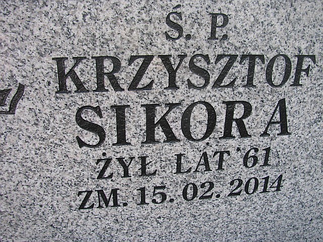 Krzysztof Adam Sikora 1952 Częstochowa Raków - Grobonet - Wyszukiwarka osób pochowanych